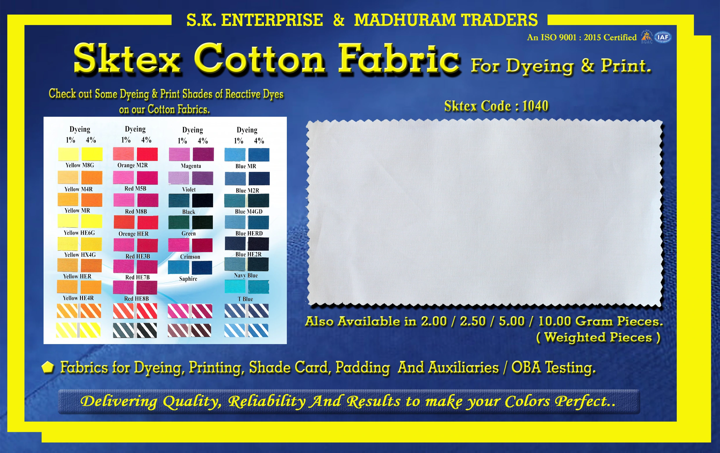 Fabric swatches in various colors
